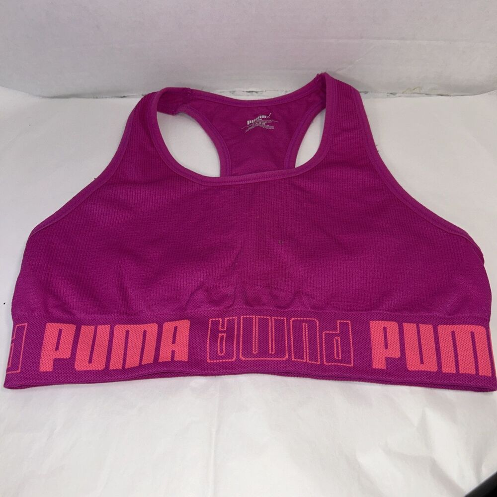 PUMA Size M Womens pink Unlined NO Pads Wireless Pull On Racer Back Sports Bra